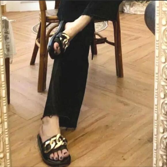 ZARA CHAIN TRIM LOW HEELED SANDALS - Picture 5 of 12